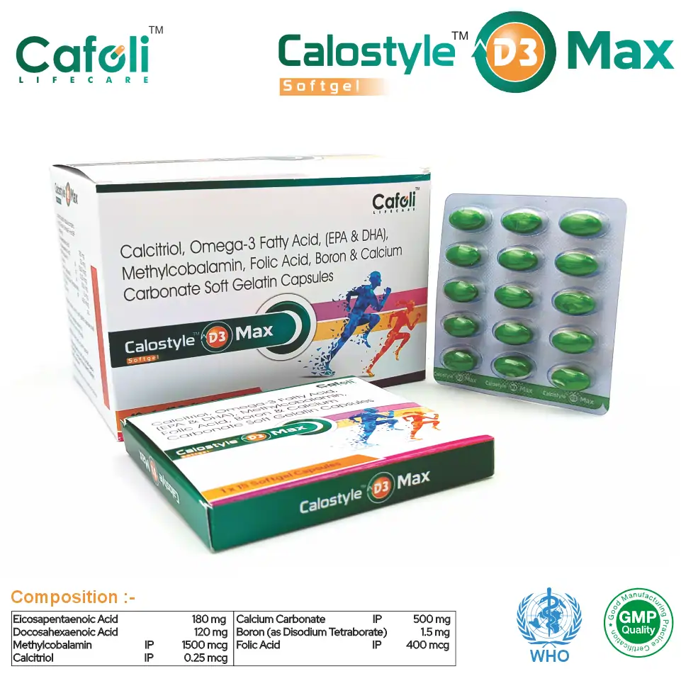 Calcitriol + Calcium + Omega-3 + Methylcobalamin Softgel at Best Price in PCD Pharma Franchise for Bone Health & Nutritional Support.